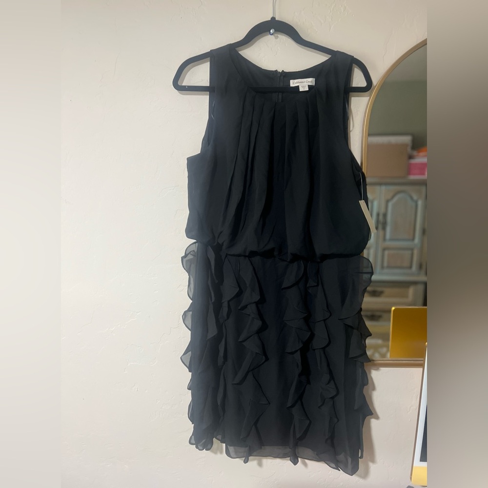 Coldwater Creek Black Chiffon Ruffle Dress (Black) Size 16